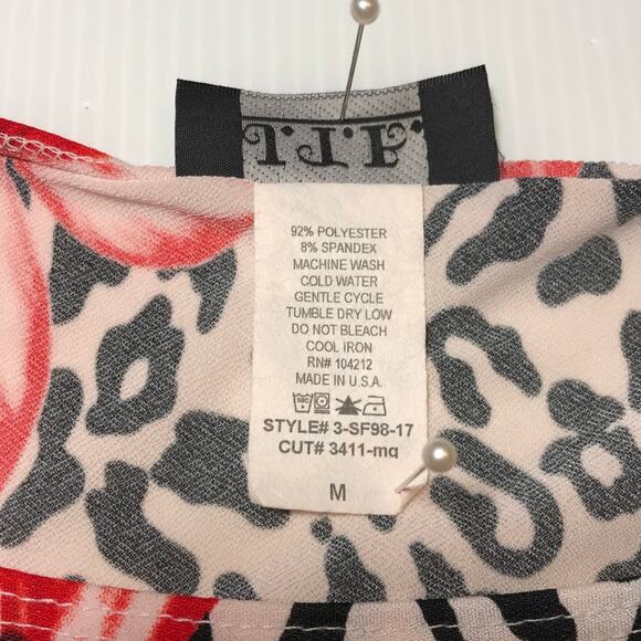 J.T.B. Floral Leopard Round Neck Sleeveless Stretch Blouse M - Picture 4 of 5